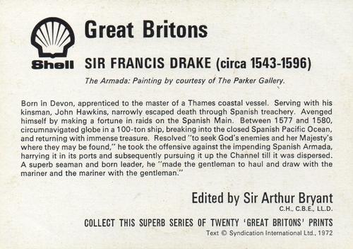 1972 Shell Great Britons #NNO Sir Francis Drake (circa 1543-1596) Back