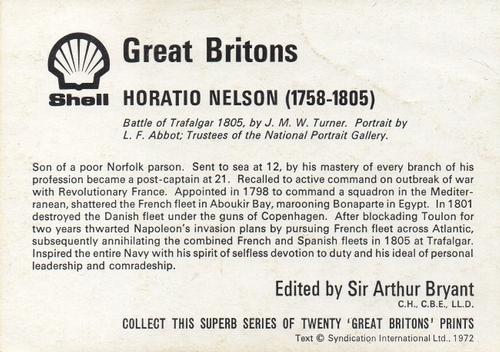 1972 Shell Great Britons #NNO Horatio Nelson (1758-1805) Back