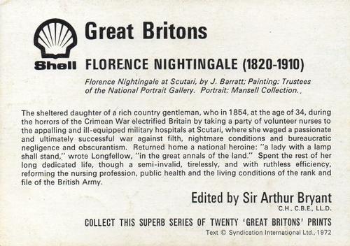 1972 Shell Great Britons #NNO Florence Nightingale (1820-1910) Back