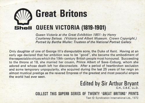 1972 Shell Great Britons #NNO Queen Victoria (1819-1901) Back