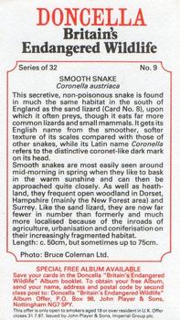 1984 Doncella Britain's Endangered Wildlife #9 Smooth Snake Back
