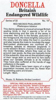 1984 Doncella Britain's Endangered Wildlife #19 Red-Necked Phalarope Back