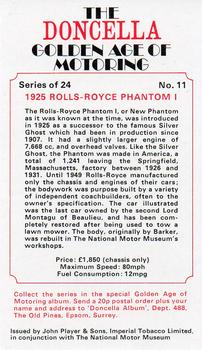 1975 Doncella The Golden Age of Motoring #11 1925 Rolls-Royce Phantom I Back