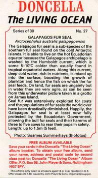 1985 Doncella The Living Ocean #27 Galapagos Fur Seal Back
