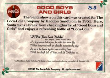 1993 Collect-A-Card Coca-Cola Collection Series 1 - Santa #S-5 Good Boys and Girls Back