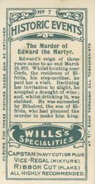 1912 Wills's Historic Events #7 The Murder of Edward the Martyr Back