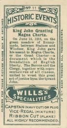 1912 Wills's Historic Events #11 King John Granting Magna Charta Back