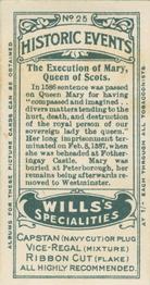 1912 Wills's Historic Events #25 The Execution of Mary, Queen of Scots Back