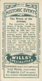 1912 Wills's Historic Events #27 The Wreck of the Armada Back