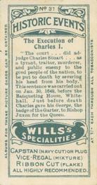1912 Wills's Historic Events #31 The Execution of Charles I Back