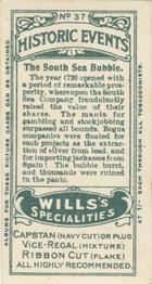 1912 Wills's Historic Events #37 The South Sea Bubble Back