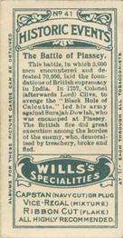 1912 Wills's Historic Events #41 The Battle of Plassey Back