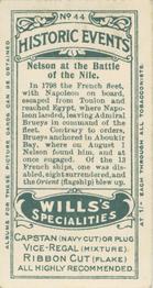 1912 Wills's Historic Events #44 Nelson at the Battle of the Nile Back