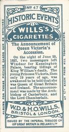 1912 Wills's Historic Events #47 The announcement of Queen Victoria's Accession Back