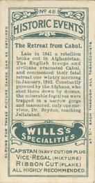 1912 Wills's Historic Events #48 The Retreat from Cabul Back