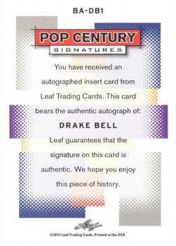 2013 Leaf Pop Century #BA-DB1 Drake Bell Back