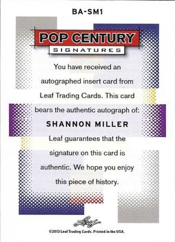 2013 Leaf Pop Century #BA-SM1 Shannon Miller Back