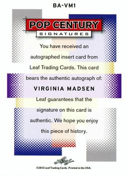 2013 Leaf Pop Century #BA-VM1 Virginia Madsen Back