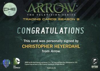 2017 Cryptozoic Arrow Season 3 - Autographs #CHE Christopher Heyerdahl Back