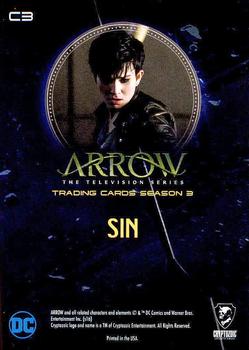 2017 Cryptozoic Arrow Season 3 - Character Bios #C3 Sin Back