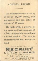1909-13 Recruit Military Series T81 #NNO Admiral France Back