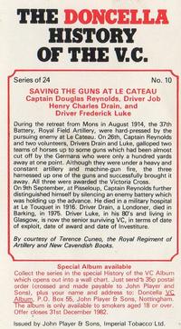 1980 Player's The Doncella History of the V.C. #10 Saving the Guns at Le Cateau - Captain Douglas Reynolds, Driver Job Henry Charles Drain and Driver Frederick Luke Back