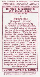 1990 Imperial Tobacco Co.1935 Player's Kings & Queens of England (Reprint) #4 Stephen Back