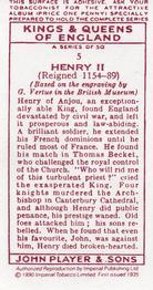 1990 Imperial Tobacco Co.1935 Player's Kings & Queens of England (Reprint) #5 Henry II Back