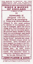 1990 Imperial Tobacco Co.1935 Player's Kings & Queens of England (Reprint) #10 Edward II Back