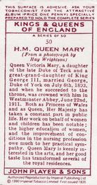 1990 Imperial Tobacco Co.1935 Player's Kings & Queens of England (Reprint) #50 H.M. Queen Mary Back