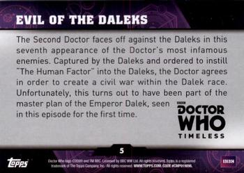 2016 Topps Doctor Who Timeless - Green Foil #5 Evil of the Daleks Back