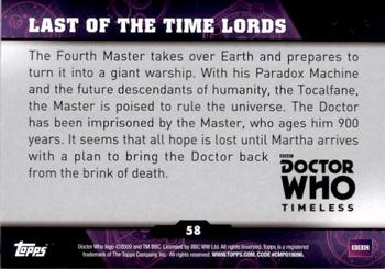2016 Topps Doctor Who Timeless - Green Foil #58 Last of the Time Lords Back