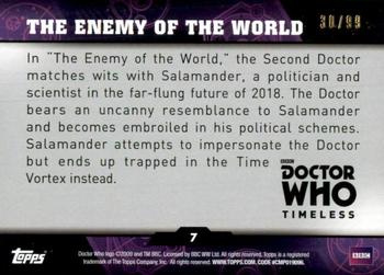 2016 Topps Doctor Who Timeless - Blue Foil #7 The Enemy Of The World Back