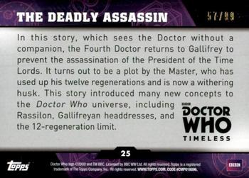 2016 Topps Doctor Who Timeless - Blue Foil #25 The Deadly Assassin Back