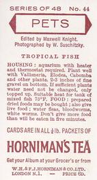 1960 Hornimans Tea Pets #44 Tropical Fish Back