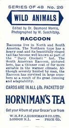 1958 Hornimans Tea Wild Animals #26 Raccoon Back