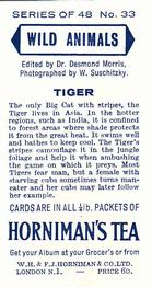 1958 Hornimans Tea Wild Animals #33 Tiger Back