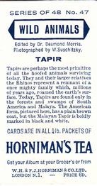 1958 Hornimans Tea Wild Animals #47 Tapir Back