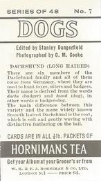 1961 Hornimans Tea Dogs #7 Dachshund (Long Haired) Back