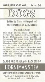 1961 Hornimans Tea Dogs #34 Dobermann Back