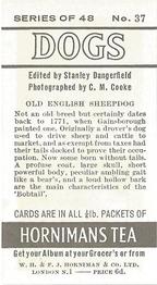 1961 Hornimans Tea Dogs #37 Old English Sheepdog Back