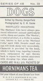 1961 Hornimans Tea Dogs #39 Shetland Sheepdog Back
