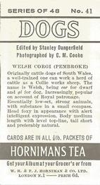 1961 Hornimans Tea Dogs #41 Welsh Corgi (Pembroke) Back