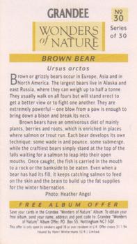 1992 Grandee Wonders of Nature #30 Brown Bear Back