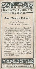 1924 Wills's Railway Engines #2 Great Western Railway Back