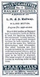 1924 Wills's Railway Engines #11 L.M.&S. Railway Back