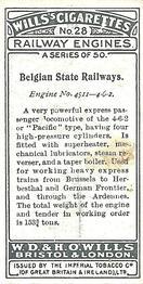 1924 Wills's Railway Engines #28 Belgian State Railways Back
