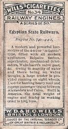 1924 Wills's Railway Engines #34 Egyptian State Railways Back