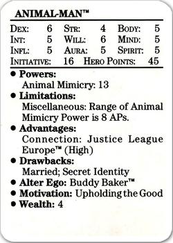 1989 Mayfair Games DC Heroes #NNO Animal-Man Back
