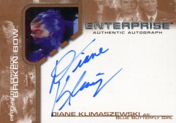 2002 Rittenhouse Star Trek Enterprise Season 1 - Premiere Episode Autographs #BBA4 Diane Klimaszewski Front